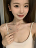 伊黛兒999銀平安鎖項鏈女粉水晶吊墜輕奢中秋情人節(jié)生日禮物送女友老婆 925銀如意平安鎖項鏈L2208 曬單實拍圖