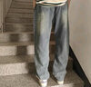 Foss Phil美式星空紋牛仔褲男士夏季薄款休閑水洗復古直筒寬松運動(dòng)闊腿褲子 SS-8021深復古 XL 【建議130-155斤】 曬單實(shí)拍圖