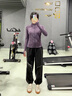 百思絨女士跑步運(yùn)動(dòng)服套裝秋冬款透氣羽毛球服長袖網(wǎng)紅半拉鏈速干衣 黛紫兩件套(黑色長褲) M 曬單實(shí)拍圖