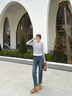 森馬（Semir）長(zhǎng)袖T恤女秋短款假兩件蕾絲花邊修身2025小性感上衣10A525101004 曬單實(shí)拍圖