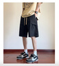Wassup Sohot短褲男夏季冰絲涼感工裝褲男潮流休閑五分褲 黑色 3XL 曬單實(shí)拍圖