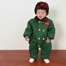 迪士尼（Disney）軍大衣兒童套裝加絨軍綠色嬰兒棉衣加厚寶寶棉服東北小孩冬季衣服 軍大衣_分體款送帽子包包 100 cm 建議26-30斤 曬單實(shí)拍圖