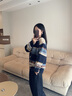 NASALIKE官方油畫(huà)彩虹色漸變開(kāi)衫毛衣男秋冬季氛圍百搭寬松針織衫復古外套 白色 XL  （推薦130-145斤） 曬單實(shí)拍圖