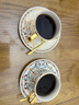 中國國家博物館纏枝紋咖啡杯喝水茶杯碟子勺子套裝創(chuàng  )意文創(chuàng  )水杯陶瓷生日禮物 金色 曬單實(shí)拍圖