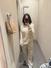 無(wú)印良品（MUJI）女式漢麻混斜紋抽褶寬版褲褲子女款25年夏季休閑褲女裝闊腿褲長(zhǎng)褲 象牙色 S (155/62A) 曬單實(shí)拍圖