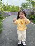 幼歌（YOUGE）嬰幼兒秋季新款童趣條紋保暖圓領(lǐng)衛衣寶寶加絨加厚上衣 黃色條紋（66-90肩開(kāi)扣） 90 cm 曬單實(shí)拍圖