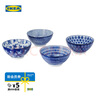 宜家（IKEA）ENTUSIASM恩圖斯奧姆石瓷碗藍色花紋廚房餐具四件套 藍色碗圖案12cm 曬單實(shí)拍圖