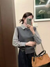妃奧絨秋冬假兩件撞色內搭拼接條紋針織毛衣女設計感輕職場(chǎng)通勤外搭上衣  灰色針織衫 均碼 【80-140斤】 曬單實(shí)拍圖