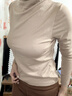 婷美（GRACEWELL）醋酸羊毛肌底衣小高領(lǐng)保暖內衣女帶胸墊上衣打底衫外穿秋奶咖L 曬單實(shí)拍圖