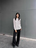 哈吉斯（HAZZYS）女裝 秋季女士襯衣條紋通勤長袖休閑襯衫女ASCSK1CCX07 酒紅色WN M (160/84A 38) 曬單實拍圖