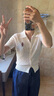 Teenie Weenie小熊針織開(kāi)衫2025夏季新款寬松休閑絞花刺繡款女毛衣 曬單實(shí)拍圖