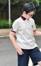 ASK JUNIOR兒童長(cháng)袖T恤25秋季POLO衫中大童男童半開(kāi)襟撞色體恤青少年 曬單實(shí)拍圖