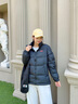 鴨鴨（YAYA）羽絨服女時空道宇系列復(fù)古時尚情侶同款立領(lǐng)鴨絨加厚保暖面包服HY 青光黑色 2XL 曬單實拍圖