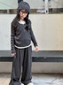 moonkids童裝女童闊腿褲2025秋季新款兒童休閑糯米衛(wèi)褲秋裝女孩百搭長褲子 兩件套【19589灰色T恤+15158深灰色糯米褲】 160 cm 曬單實(shí)拍圖
