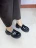 ZHR單鞋女學(xué)院風(fēng)花朵皮鞋厚底時(shí)尚樂(lè )福鞋粗跟百搭女鞋AH579P黑色37 曬單實(shí)拍圖