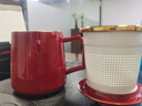 蘇氏陶瓷茶水分離杯辦公杯帶蓋過(guò)濾杯大容量泡茶杯當朝一品節日禮物 紅色 曬單實(shí)拍圖