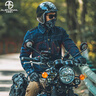 外星蝸牛摩托車(chē)騎行服男巡航凱旋哈雷復古機車(chē)服春秋牛仔服防摔衣服 藍色（上衣） XL 曬單實(shí)拍圖