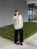 MMOPTOP純色麻花圓領(lǐng)毛衣男士秋冬季日系寬松打底套頭針織衫MMY08杏色L 曬單實(shí)拍圖