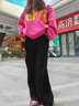 紅蜻蜓丹寧藍牛仔褲女秋季款2025年新款高腰復古設計感彈力闊腿拖地褲子 丹寧藍長(cháng)褲 常規 165cm以下 M 建議96-108斤 曬單實(shí)拍圖