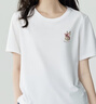 茵曼（INMAN）純棉舒適女裝logo繡花短袖t恤女時(shí)尚百搭休閑2025夏季新品上衣 米白色全棉-F18525135 XL 曬單實(shí)拍圖