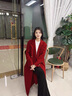 妤遇（YUUZYUUS）品牌女裝雙面羊絨大衣女2025冬季新款氣質(zhì)優(yōu)雅雙排扣羊毛呢外套 紅色 M 曬單實(shí)拍圖