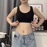 LEONISA2025新款前扣內(nèi)衣女提拉聚攏防下垂駝背塑形美背運動背心式文胸罩 黑色 M [32/70ABC] 曬單實拍圖
