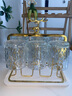 天喜（TIANXI）玻璃杯耐高溫水杯套裝家用泡茶杯帶把手喝水啤酒杯子 錘紋杯6只裝+杯架+托盤(pán) 曬單實(shí)拍圖