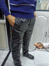 羅蒙皮褲男士加絨加厚摩托車(chē)保暖寬松高腰大碼防油防水秋冬騎行工作褲 黑色(黃金絨皮褲) 加厚 403尺3腰圍 曬單實(shí)拍圖