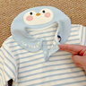 幼歌（YOUGE）【GOTS有機(jī)棉】嬰幼兒春季品卡通娃娃領(lǐng)軟糯舒適T恤上衣 藍(lán)色條紋 90 cm 曬單實(shí)拍圖