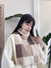 玖慕（JIUMU）純羊毛圍巾女秋冬季百搭加厚保暖格子圍脖披肩送媽媽教師禮物 燕麥色 曬單實(shí)拍圖