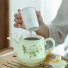 連山閣（LIAN SHAN GE）  陶瓷茶壺過(guò)濾家用泡茶器大號功夫茶具單壺帶網(wǎng)隔內膽杯子套裝沖茶壺 方壺玉蘭花陶瓷過(guò)濾一壺二杯 曬單實(shí)拍圖