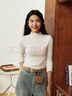 森馬（Semir）長(cháng)袖T恤女半高領(lǐng)緊身冬季2025發(fā)熱抓絨木耳邊打底衫109725101013 曬單實(shí)拍圖