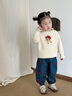 幼歌（YOUGE）嬰幼兒愛(ài)心繡標柔軟寬松軟牛仔束腳褲寶寶可愛(ài)休閑褲子 牛仔藍 90 cm 曬單實(shí)拍圖