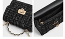 CHARLES&KEITH25秋季新品菱格鏈條手提斜挎包小方包包女包生日禮物CK2-50701608 Black Tweed黑色/白色 S 曬單實(shí)拍圖