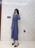 顏域設計感掐腰連衣裙女2025新款秋裝高級感長(cháng)袖過(guò)膝顯瘦氣質(zhì)長(cháng)裙 藍色 S 曬單實(shí)拍圖