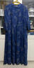 亂在江南苧麻印花連衣裙高腰褶皺顯瘦新中式氣質(zhì)夏季女裝舒適中長(cháng)款裙子 藍底花色 L 曬單實(shí)拍圖