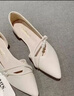 法式側空氣質(zhì)單鞋女2025年夏季新款尖頭平底晚晚風(fēng)仙女軟皮豆豆鞋 米白色 38 曬單實(shí)拍圖