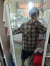 森馬（Semir）長(zhǎng)袖襯衫女中長(zhǎng)款慵懶寬松落肩秋季chic復(fù)古格紋襯衣101524105004 曬單實(shí)拍圖