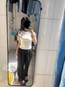 皓娥學(xué)院風(fēng)短袖T恤女正肩條紋設計感辣妹修身顯瘦白色體恤短上衣ins風(fēng) 白色 M 曬單實(shí)拍圖