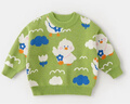 嘟嘟家【全棉&抗起球面料】男女童毛衣保暖滿(mǎn)印卡通童裝兒童套頭衫冬裝 綠色 110 曬單實(shí)拍圖