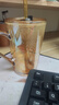 家用高顏值玻璃杯ins簡約帶蓋吸管杯大容量把手果飲杯 琥珀色把手吸管杯 450ml 1只 曬單實拍圖