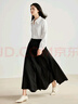 茵曼（INMAN）【商場(chǎng)同款】圍裹式半身裙2024春女裝新款腰頭繡花大傘擺裙子 午夜黑 L 曬單實(shí)拍圖