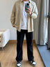 POUM卡其色襯衫男士長(cháng)袖日系休閑cityboy襯衣外套男秋季新款百搭衣服 卡其色 L 曬單實(shí)拍圖