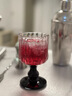 氛圍感小眾中古酒杯玻璃高腳杯子香檳杯微醺葡萄酒杯ins飲品杯 豎條帶珠高腳杯（咖色）180ml 曬單實(shí)拍圖