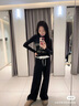 UR2025秋季新款女裝輕芭蕾風(fēng)撞色松緊腰抽繩闊腿褲UYY650005 黑色 M 曬單實拍圖