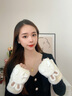 Charm Kendo手套女秋冬季毛絨秋冬騎車(chē)保暖可觸屏手套新年生日禮物送女生 送女朋友實(shí)用老婆 奶白 曬單實(shí)拍圖