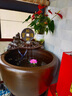 晟煦陶瓷魚(yú)缸循環(huán)流水古法養魚(yú)生態(tài)造景大型水缸落地魚(yú)缸庭院復古大缸 平口獅耳棕色缸+窯變色流水器 53x53x32cm 曬單實(shí)拍圖