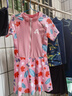 ASK JUNIOR泡溫泉女童泳衣夏兒童連體泳裙碎花短袖透氣涼感泳裝 粉色  140  曬單實(shí)拍圖