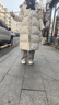 鴨鴨（YAYA）極寒羽絨服女厚款冬季連帽長(cháng)款過(guò)膝加厚防寒東北外套【充絨320g】 米白（帽子可拆卸） M 160 曬單實(shí)拍圖