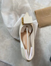 達芙妮（DAPHNE）高跟鞋女細跟單鞋婚鞋夏季新款氣質(zhì)優(yōu)雅工作宴會(huì )伴娘鞋 米色  5.5cm 36 標準碼 曬單實(shí)拍圖